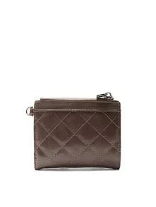 FOREVER FOR YOU 2026 New Arrival Soft Short Wallet, Rhombus Pattern Compact Zipper Wallet, Korean Minimalist Coin Purse - Brown - View 5