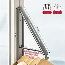 Invisible Folding Clothes Drying Rack, No-Drill Wall-Mounted Telescopic Hanger For Balcony & Window|  Home Organization - 黑色一個裝 - 查看 3