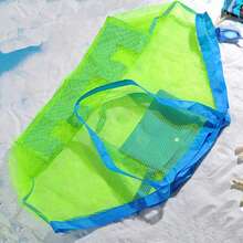 1 pieza Bolsa de playa, Bolsa de almacenamiento de juguetes de malla, Organizador de viaje plegable, Bolsa de red, Regreso a la escuela - Azul - Ver 6