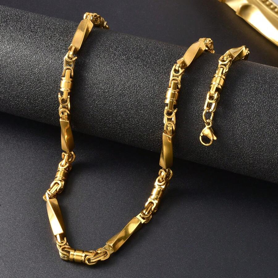 Dây chuyền nam phong cách Hip Hop cá tính, bản to, dạng cột, mạ vàng 18K, thép không gỉ chống gỉ sét, thích hợp đeo hàng ngày. - Vàng - Xem 1