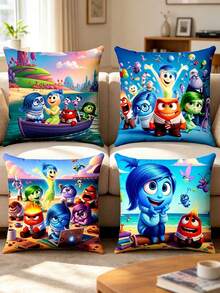 Disney All-Purpose Pillow Covers, Versatile Cushion Cases With Joy, Sadness, Anger & Disgust For Home & Dorm Decor,More Than Just Pillow Covers, The Four Vibrant Designs Feature Joy, Sadness, Anger, Disgust, And The Other Emotions In Playful, Colorful Scenes-From Boat Rides And Beach Days To Group Celebrations. - Pillow Case - View 1