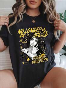Women's Vintage Style Short Sleeve Casual T-Shirt - "No Longer Afraid Faith Is Priceless", Round Neck, Summer Top, Machine Washable, Ladies' T-Shirts, Casual Wear, Modern Style, Comfortable Fit

BlackFashion - 黑色 - 查看 7