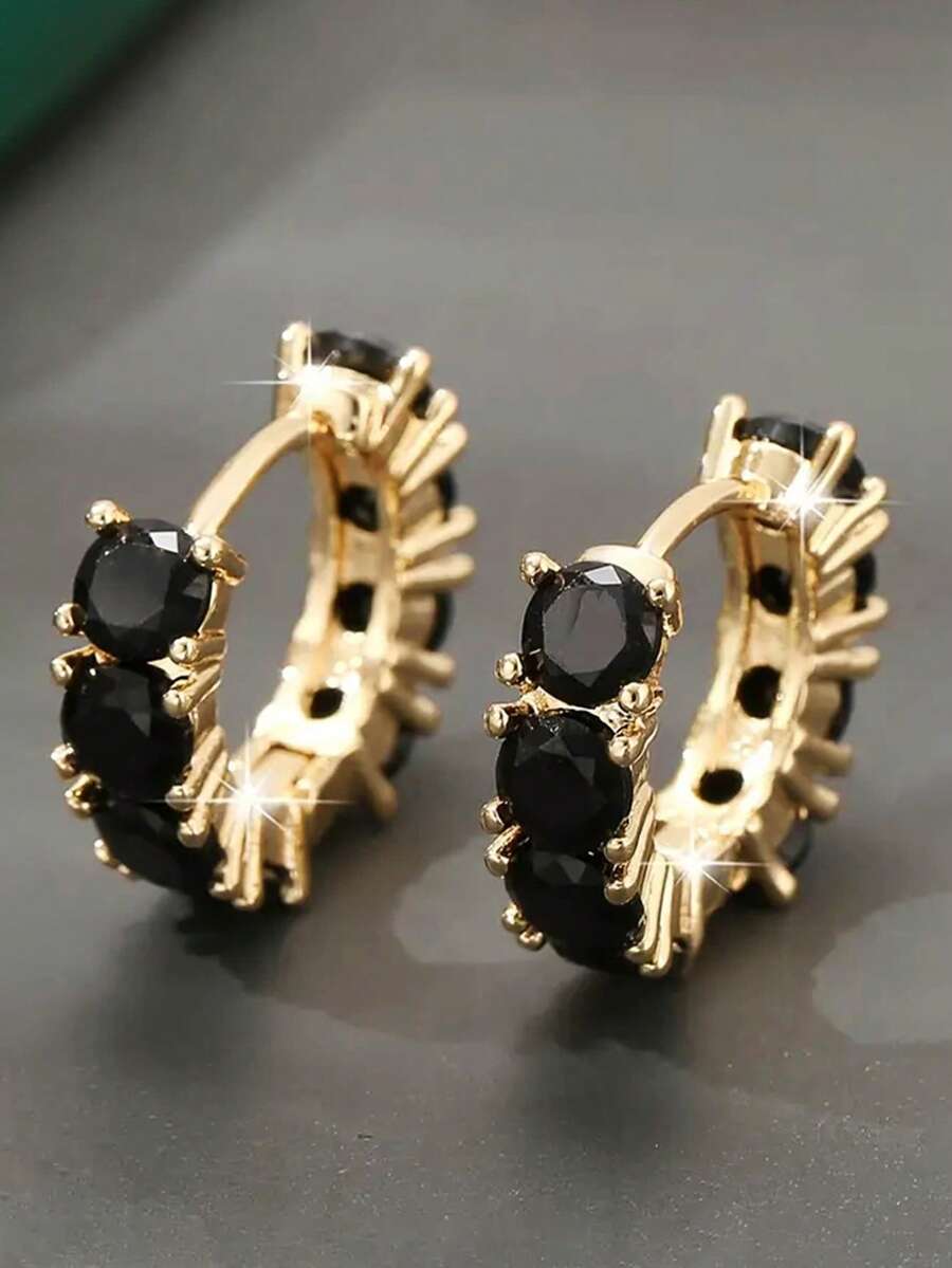 1 par de hermosos pendientes de aro, diseñados para mujeres, adecuados para bodas, compromisos, fiestas de aniversario, regalos del Día de San Valentín - Amarillo Oro - Ver 1