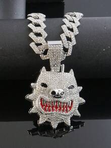 Bộ 1 món đồ trang sức phong cách Hiphop gồm mặt dây chuyền hình chó Bulldog, dây chuyền hình thoi kiểu , dây đeo đồng hồ màu đỏ dành cho nam, phụ kiện thời trang cá tính dành cho nam giới. - Đỏ - Xem 9
