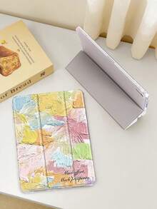 Colorful Painting Texture Letter Pattern Tablet Case, Compatible With IPad Mini4/Mini5/Mini6/Mini7/Air/Air2/9.7/10.2/10.5/Air4/Air5/10.9/Pro 11-Inch/10th Gen/ Air 11-In.(M2)-2024/ Pro11-In.(M4)-2024/Air 11-Inch (M3) 2025/ (A16) 11 Inch 11th Generation 2025/ Air 8(M4)2026(11-Inch), Galaxy Tab A8 10.5 Inch 2022. Not Including Stylus, With Built-In Stylus Slot, 3-Fold Stand, TPU Soft Edge Protection Against Drop And Wear, Magnetic Sleep/Wake, Unique/Creative/Fun/Personalized/High-End Tablet Case. - Multicolor - View 5