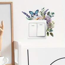 1/3pcs Watercolor Floral And Butterfly Pattern Light Switch Stickers, Removable Self-Adhesive Waterproof Wall Stickers, Suitable For Living Room, Bedroom, And Light Switch Decoration. - Switch Sticker - View 6