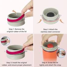 Bottle Strap Compatible With Smoothsip Slider 12oz 20oz Coffee Mug 12oz 24oz With Handle, Adjustable Heavy Duty Shoulder Strap, Sling, Hanging, Crossbody Carry Outdoors, Hiking - Mặc định - Xem 5