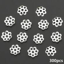 300個約6mm合金端蓋，空心花形蓋，隔珠，珠蓋，配件，適用於DIY手工手鍊、項鍊、耳環、吊墜、珠子隔珠，珠寶製作用品 - 鏤空端蓋(300pcs) - 查看 11