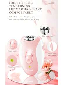 Kemei KM-189B 热销女士电动脱毛器，适用于腋下、腿部、比基尼区域等部位，USB充电式无线脱毛器，1件装 - 粉色 - 查看 8