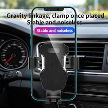 Soporte universal para teléfono con rejilla redonda, montaje de coche con bloqueo automático, duradero de ABS + silicona, se adapta a los modelos C/E-Class y otros vehículos con rejillas de ventilación redondas - A - Ver 1