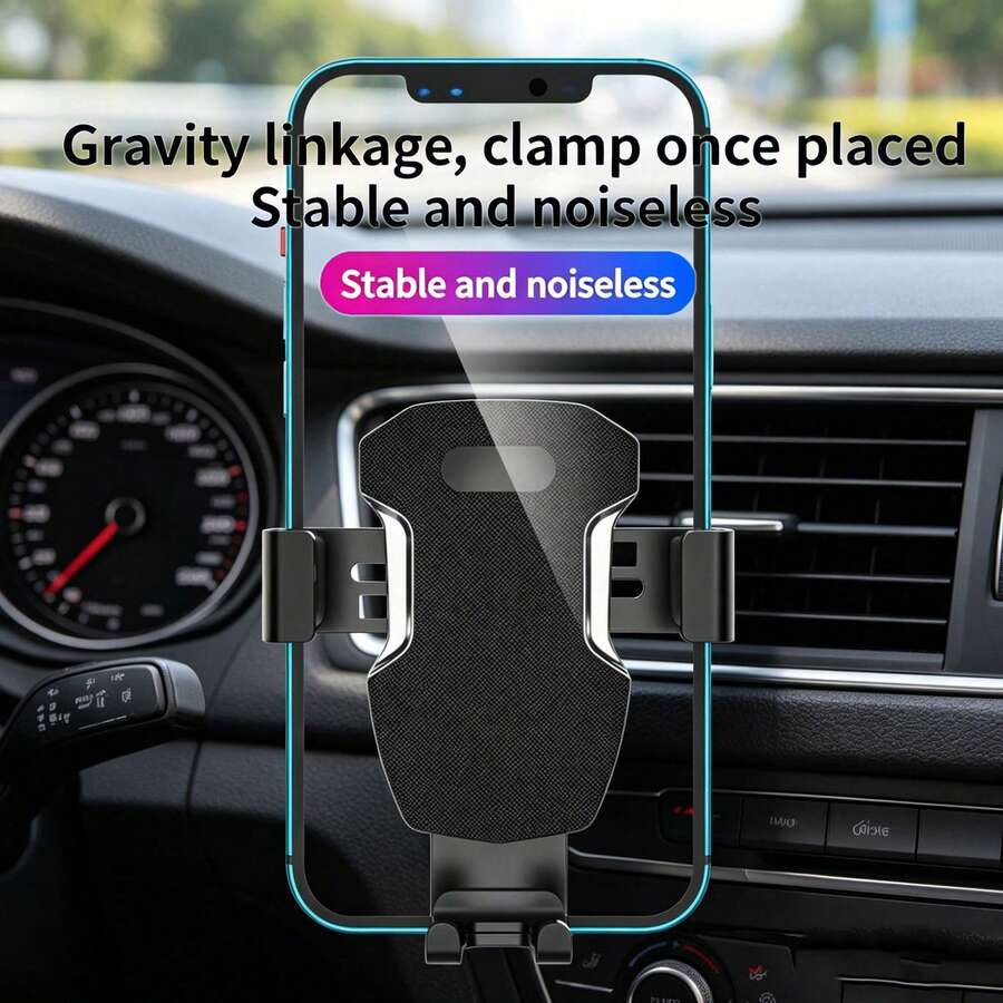 Soporte universal para teléfono con rejilla redonda, montaje de coche con bloqueo automático, duradero de ABS + silicona, se adapta a los modelos C/E-Class y otros vehículos con rejillas de ventilación redondas - A - Ver 1