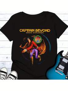 Captain Beyond Vintage T-Shirt For Men And Women - 70s Retro T-Shirt With Iconic Design, Soft And Breathable, Short Sleeve, Loose Fit, Crew Neck, Suitable For Casual Wear, Festivals, Concerts, Sizes S-3XL - 黑色 - 查看 1