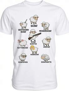 Funny Men's T-Shirt With A Joke Design Showing Monsters And A Monster And Sheep Gang, Comfortable And Loose Crew Neck T-Shirt, Funny Graphic T-Shirt For Both Men And Women. - Black - View 7