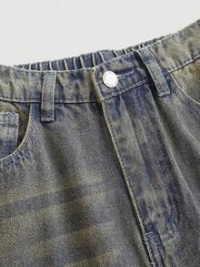 Pantalones vaqueros holgados de estilo casual con bolsillos y patas anchas para adolescentes, jeans de verano. - Azul lavado medio 2 - Ver 3