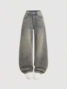Pantalones vaqueros holgados de estilo casual con bolsillos y patas anchas para adolescentes, jeans de verano. - Azul lavado medio 2 - Ver 5
