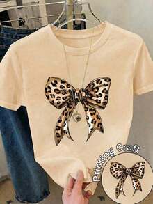 Women's Casual Polyester Round Neck Short Sleeve-Shirt with Sequin Embellishment, Chic Regular Fit Top blusas para mujer playeras de mujer blusas casuales para dama - Caqui - Ver 13