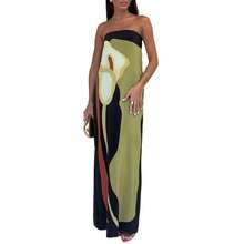 Spring New Fashion Sexy Strapless Off Shoulder Backless Printed Dress - Green - View 5