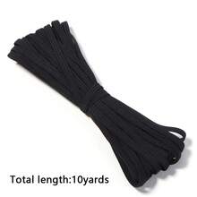 Dây thun co giãn cao cấp màu đen, chất liệu polyester và latex, dài 5/10 thước Anh, dạng dẹt, thích hợp dùng làm dây buộc tóc, quai đeo khẩu trang, thắt lưng, cổ tay áo, eo váy, bao bì, đánh dấu sách, đồ dùng gia đình. - đen - Xem 14