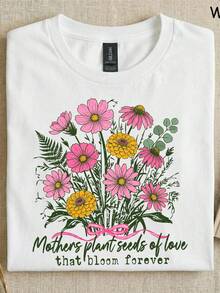 Camiseta vintage "Mothers Plant Seeds of Love", R Wildflower Mama H1andLettered T1EE, regalo sentimental para el Día de la Madre, regalo de jardinería para ella. Camiseta unisex de algodón puro de 220 g, peso ideal para todas las estaciones, adecuada tanto para hombres como para mujeres. Tejido duradero de alta calidad, suave al tacto y de larga duración. Top transpirable. Adecuado para la primavera y el verano de las mujeres, vacaciones, Día de la Madre, Día de la Independencia. - Blanco - Ver 1