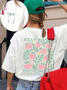 Camiseta de verano para mujer, vintage retro, con estampado de fresa y "Christian Fruit Of The Spirit", top elegante para mujer, atuendo para conciertos de estilo country, ropa de festival para mujer, estética cristiana cottagecore, moderna y cómoda. - Blanco - Ver 6