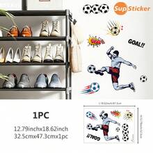 SUPSTICKER 1pc Multi-Color Football Player & Ball Pattern Sports Style Wall Sticker, Made Of PVC Material, Self-Adhesive And Removable, Waterproof, Suitable For Decoration On Surfaces Of Living Room, Dorm, Game Room, Gym, Furniture - 1PC - View 12
