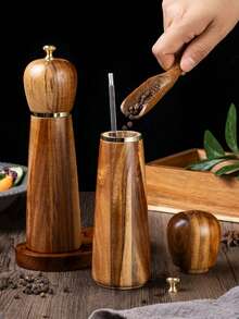 1pc/2pcs/3pcs Rosewood Pepper Grinders, Hand Operated Black Pepper Mill Bottle For Home Kitchen, Freshly Ground Rose Salt Condiment Jars - Brown - View 4