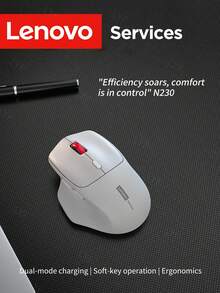 Lenovo 联想N230双模无线鼠标，支持蓝牙和2.4G连接，符合人体工学的静音可充电鼠标，DPI可调，Type-C充电，适用于笔记本电脑、台式机、MacBook、平板电脑等设备。 - 查看 4