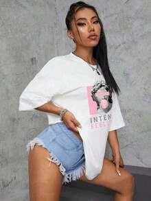 Camiseta Gráfica Vintage para Mujer con Estampado de Escultura, Estilo Estético, Camiseta Oversize de Manga Corta con Cuello Redondo para Amantes del Arte Blusas Bonito 100% Cotton - Blanco - Ver 5