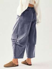 BohoFeels Pantalones casuales holgados de mujer para vacaciones, estilo minimalista - Azul - Ver 2