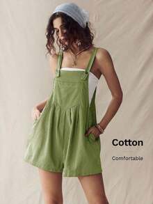 Mono de verano estilo boho, casual y versátil para mujer, con diseño de rayas al estilo western y rave - Verde - Ver 1