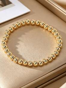 Bộ 3/6 chiếc vòng tay hạt đồng phong cách Boho tối giản, thiết kế chấm bi, vòng tay co giãn mạ vàng 18K, vòng tay mùa hè dành cho nữ, quà tặng cho bạn bè. - Bộ vòng tay 3 món - Xem 3