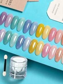 1 Caja de Polvo de Uñas Espejo, Textura Delicada de Alto Brillo Transparente, Adecuado para Decoración de Arte de Uñas DIY, Incluye 1 Herramienta de Aplicación - Multicolor - Ver 5