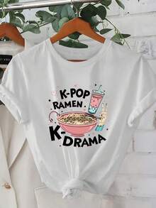 GiftGiftGiftGiftPlayera selección mexicana fútbol 1pc Camiseta de manga corta de verano para mujer - Diseño divertido con estampado geométrico 2D K-POP RAMEN K-DRAMA, Estilo Urbano |   Diseño Juvenil |   Ajuste cómodo, camisetas bonitas y suaves.SoftSoft - Blanco - Ver 7