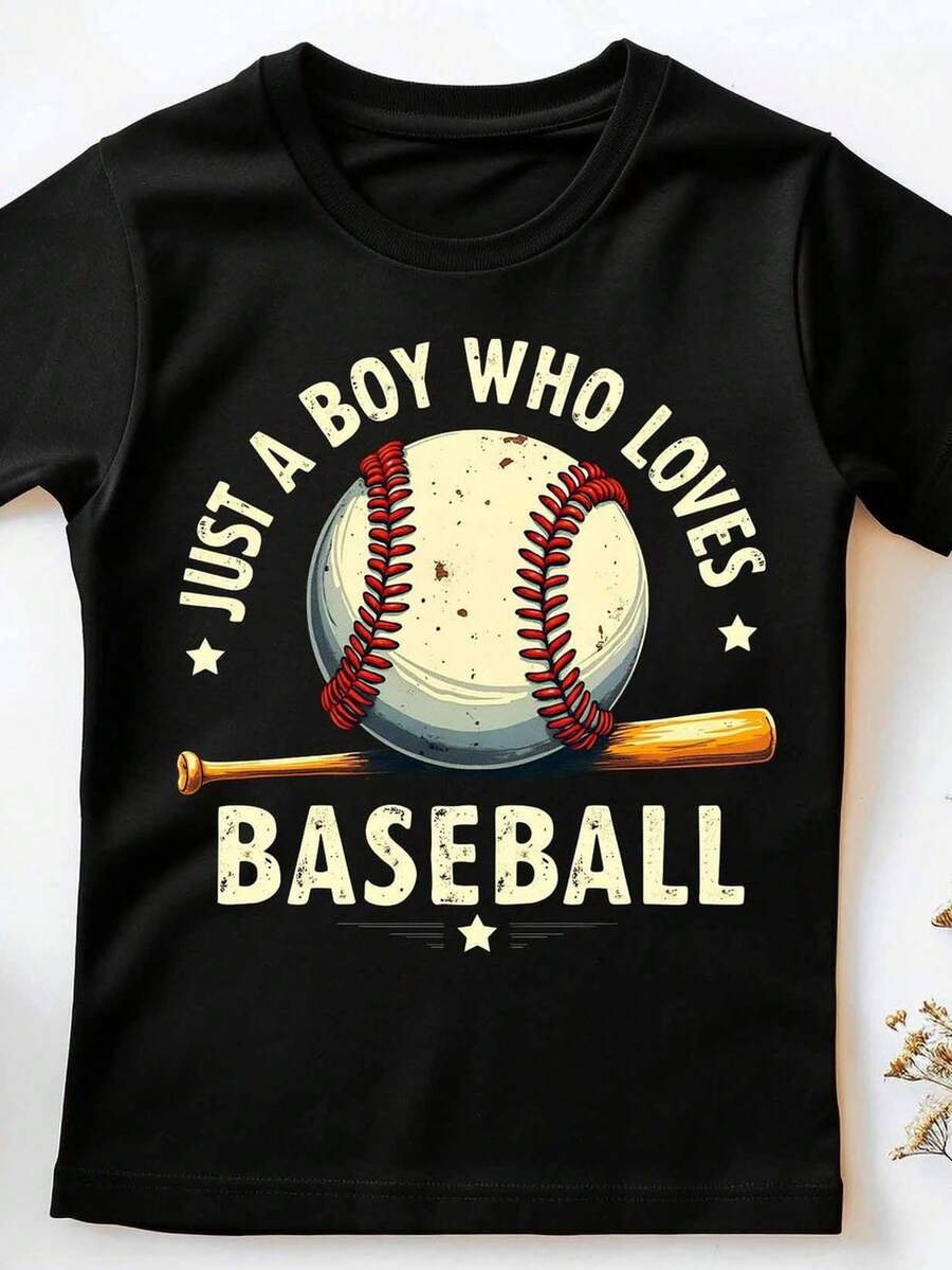 Camiseta de béisbol vintage 100% algodón, camiseta para niño que ama el béisbol, camiseta de béisbol personalizada para un niño jugador de béisbol. Camiseta unisex de algodón puro de 220 g, peso ideal para todas las estaciones, adecuada tanto para hombres como para mujeres. Tejido duradero de alta calidad, suave al tacto y de larga duración. Parte superior transpirable. Adecuada para mujeres en primavera y verano, vacaciones, Día de la Madre, Día de la Independencia. - Negro - Ver 1