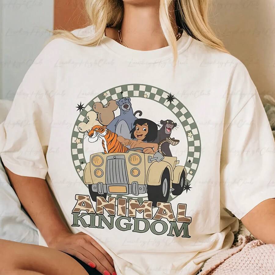 Vintage Jungle Book Animal Kingdom , Mowgli Shere K Bagheera, Jungle Book, WDW Jungle Cruise , NVA677 - Blanco - Ver 1