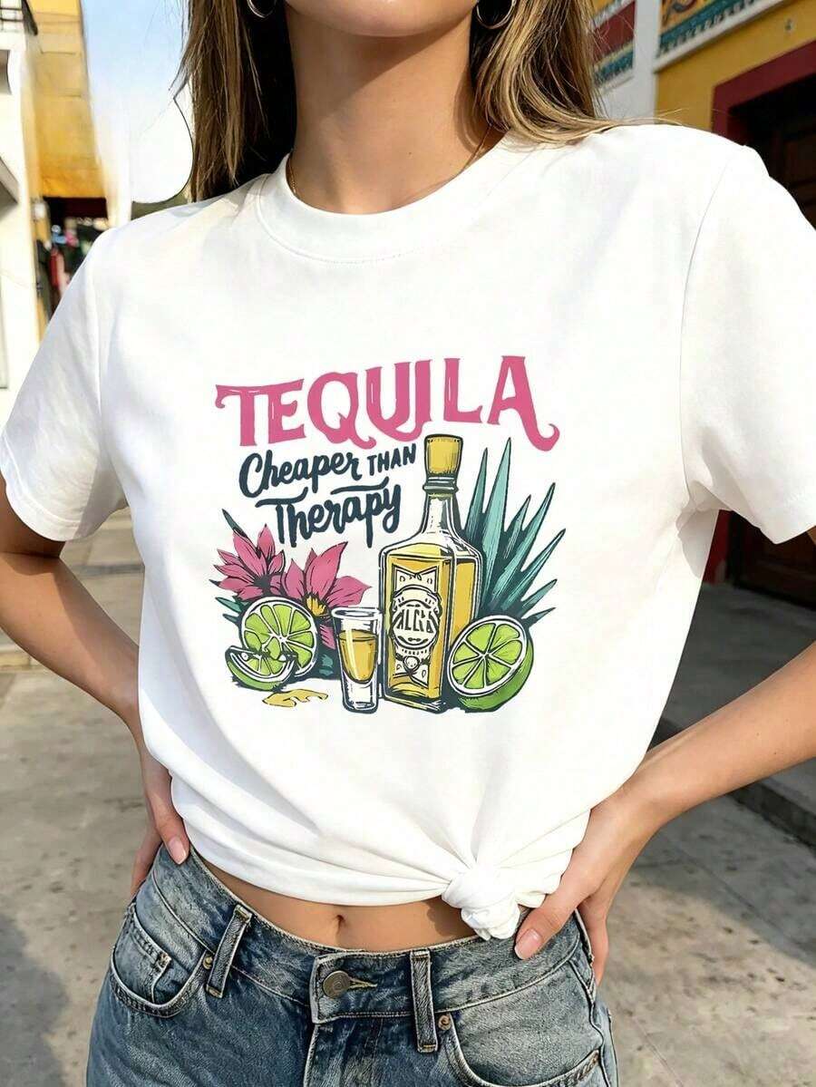 SimpieAndVersatileDesignALL IS ONE Algodón Puro camiseta oversize para mujer con estampado artístico de fresas y flores, corte holgado de hombros caídosCottonT-Shirt - Blanco - Ver 1
