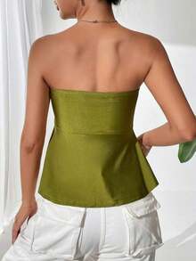 Top bandeau de color sólido - Verde Oliva - Ver 2