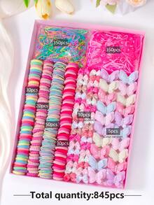 VBOOR 845pcs Dreamy Ins-Style Women's Hair Accessories, Including Pearl Butterfly Hair Clips, Fabric Bow Hair Clips, Disposable Hair Ties, Multi-Style High Elastic Non-Damaging Hair Bands, Versatile Daily Accessories,Ponytail Holders,Hair Slide - Multicolor - View 3