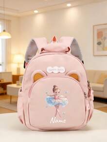 Mini Customizable Cute Fashionable Minimalist Exquisitely Designed Backpack Bow Pattern, Hand-Held, Adjustable Shoulder Straps, Zipper Closure, Nylon Material, Daily Use, Shopping, Traveling, Gift For Birthdays Or Christmas, Back To School, Initial Monogram - Multicolor - View 25