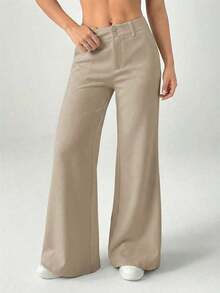 Nuevos pantalones de traje de estilo casual de cintura baja para otoño e invierno - Caqui - Ver 1