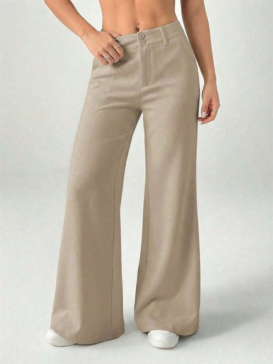 Nuevos pantalones de traje de estilo casual de cintura baja para otoño e invierno - Caqui - Ver 1