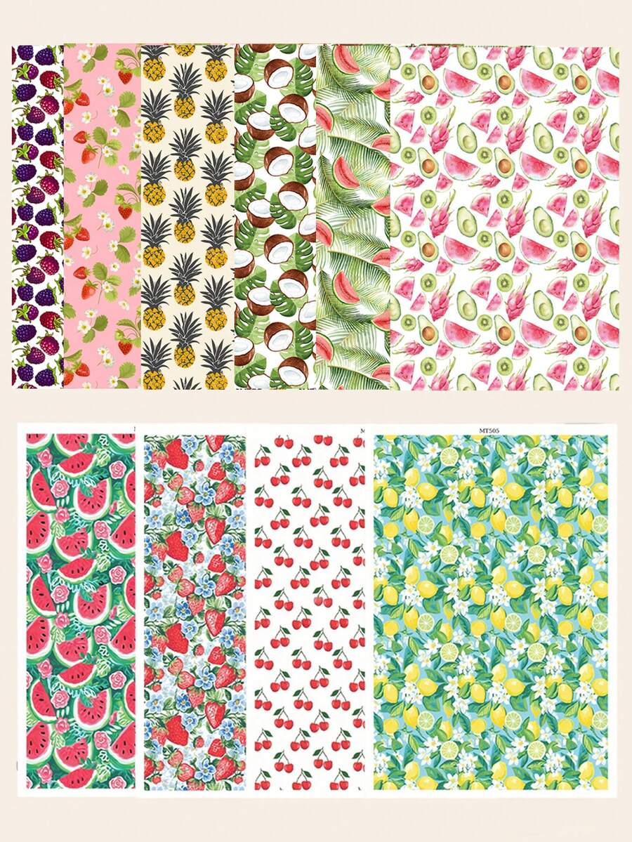 1pc Fruit Pattern (Cherry/Watermelon/Lemon/Strawberry) Transfer Paper, Size 5.82*3.93 Inches, Specialized For DIY Jewelry Earring Creation High Polymer Transfer Paper