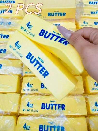 1PC/2PC/3PC Butter Stick Squeezable Squishy Toy, Premium TPR Ultra Soft Moist Moldable Slow Rising Fidget Toy, Realistic Simulated Food Sensory Calming Decompression Gadget, Palm-Sized Portable Smooth Flexible Quiet Hand Play Toy, Effective Anxiety Stress ADHD Autism Relief Squishy Toy For Kids, Teens And Adults, Ideal Aesthetic Desk Decor For Classroom, Office, Home, Daily Leisure And Commute Indoor Use, Thoughtful Multi-Holiday Gift For Birthday, Valentine's Day, Mother's Day, Easter, Halloween And Christmas, Novelty Butter Shaped Anti-Stress Sensory Collectible Decorative Party Favor Toy