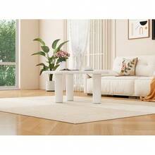 Cloud-Shaped Coffee Table With Marble Look, Modern Living Room Table With Rounded Edges, Sturdy Solid Wood Legs, Easy-Care Surface, Ideal For Living Room & Lounge - White - View 8