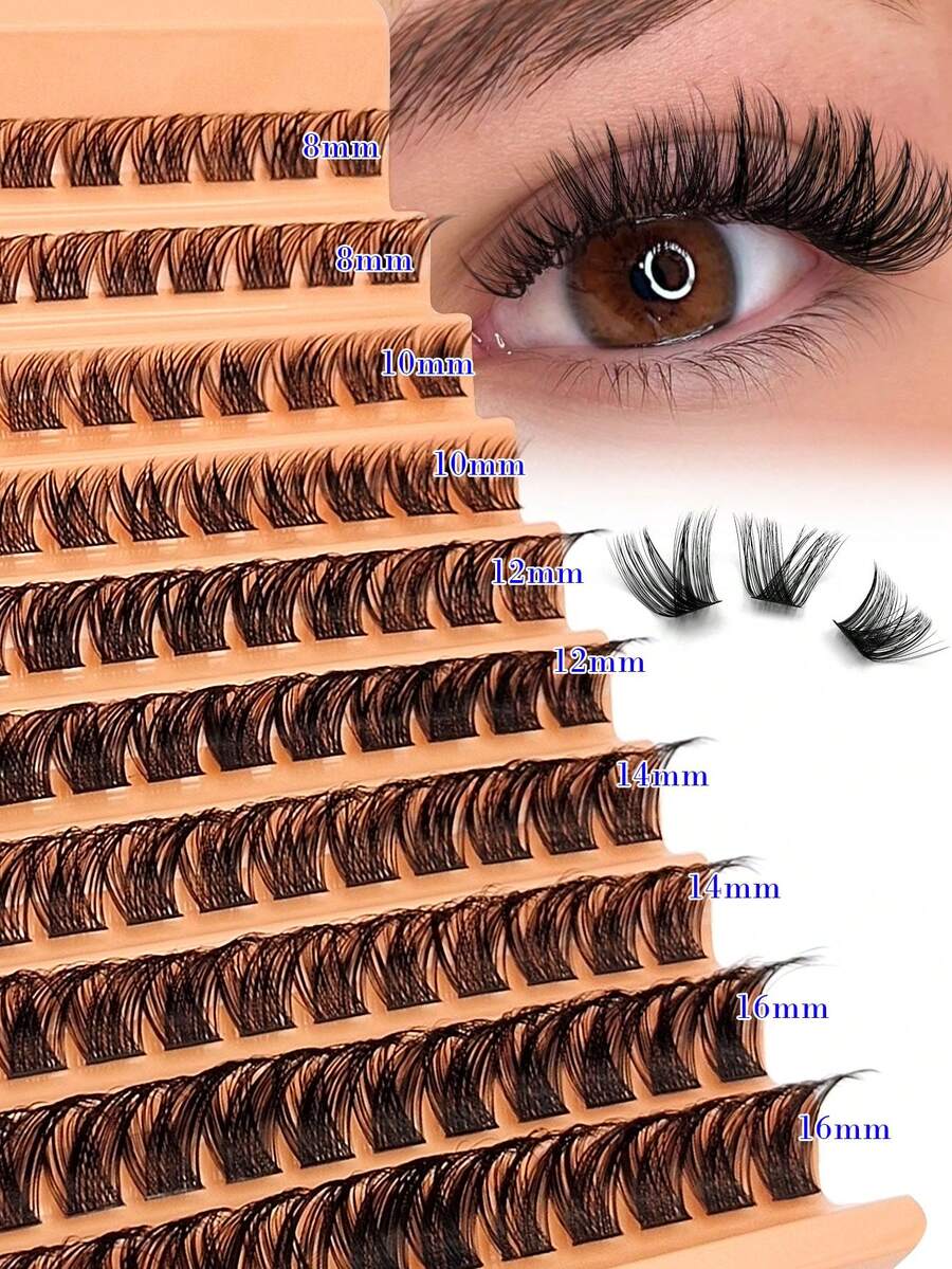 Asiteo 120pcs D-Curl Cluster False Eyelashes, DIY Eyelash Extension, Lightweight & Soft Cluster Lashes Suitable For Daily Wear, Natural & Attractive, Suitable For Beginners To Use At Home - D - View 1