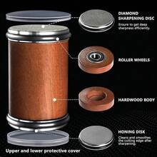 Rollschleifer Messerschärfer Set, Zylindrischer Wetzstein Diamant Messerschleifer, Manueller Tumbler Schleifer mit 15°/20° Winkel, Hochharter Küchenmesser Schärfer für Haushalt Küche Outdoor - A - Übersicht 2
