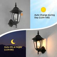 XCE|Solar Powered Outdoor Wall Lamp, Waterproof IP44 Courtyard Lamp For Outdoor Decoration, Battery Capacity 1800mAh,With 3 Modes Of Human Body Sensor For Dusk To Dawn Road Area Lighting - Suitable For Garage, Street, Courtyard, Wedding Lighting - 戶外壁燈 - 查看 10