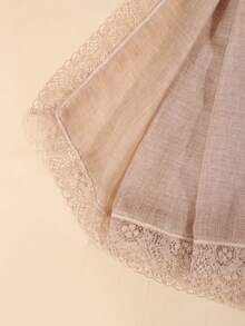 1pc Women's New Lace & Linen Printed Scarf, Sunscreen Shawl Suitable For Beach, Vacation And Daily Life, Adding Highlights To Your Style - Dusty Pink - View 4