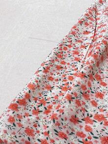 Vestido mini con tirantes de espagueti y estampado floral ditsy con lazo - Multicolor - Ver 4