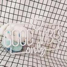 1个“Good Vibes Only”霓虹灯，卧室/宿舍氛围灯，USB供电 - 玫紅,冰藍,黃 - 查看 6